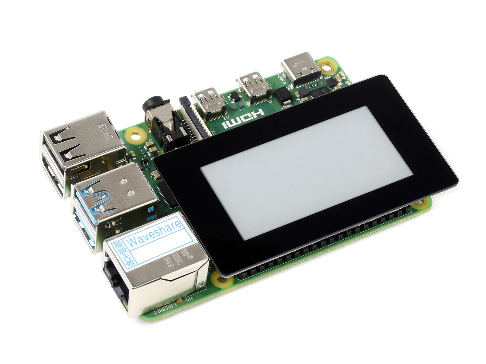 Fotografia 7: Display E-Paper E-Ink Touch de 2,13 polegadas Waveshare HAT para Raspberry Pi, 250×122 pixels, Preto / Branco, Interface SPI