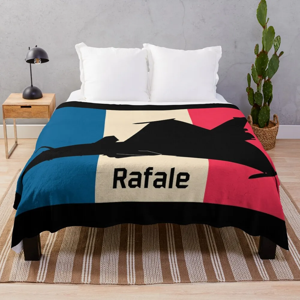 Rafale French Jet Plane Silhouette Vintage Flag Throw Blanket For Decorative Sofa Furrys Soft Plaid Camping Blankets