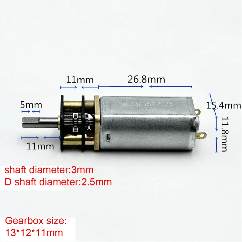 DC 3V-5V 138RPM-230RPM Mini 16MM 050 Gear Motor Slow Speed Large Torque Engine D-Shaft Reduction Robot Electric Lock 3.7V 4.2V