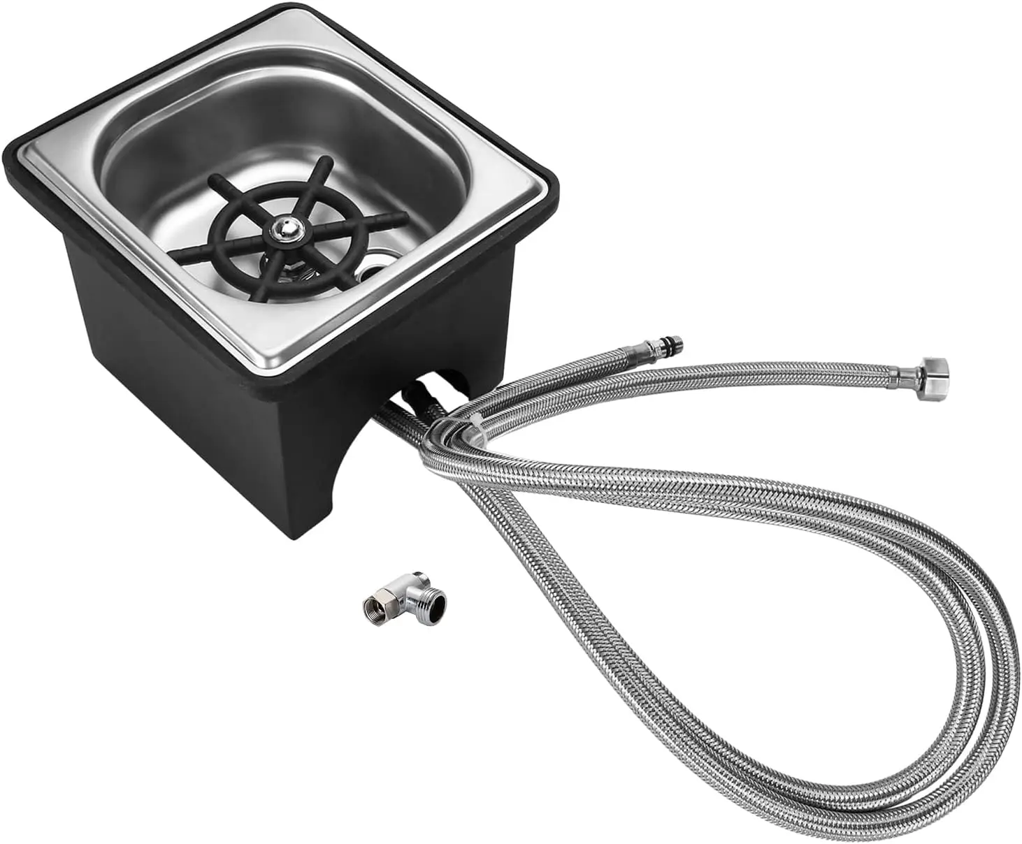 

Pitcher Rinser with Base, Stainless Steel Countertop Glass Rinser Cup Washer Sink with Side Spray, 7.48" x 6.89" x 5.7",