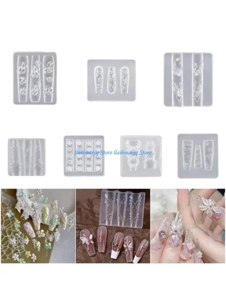 573B Multipurpose Art Silicone Mould for 3D Designs Butterfly Flower Moon Patterns Portable for Acrylic Craft Supplies