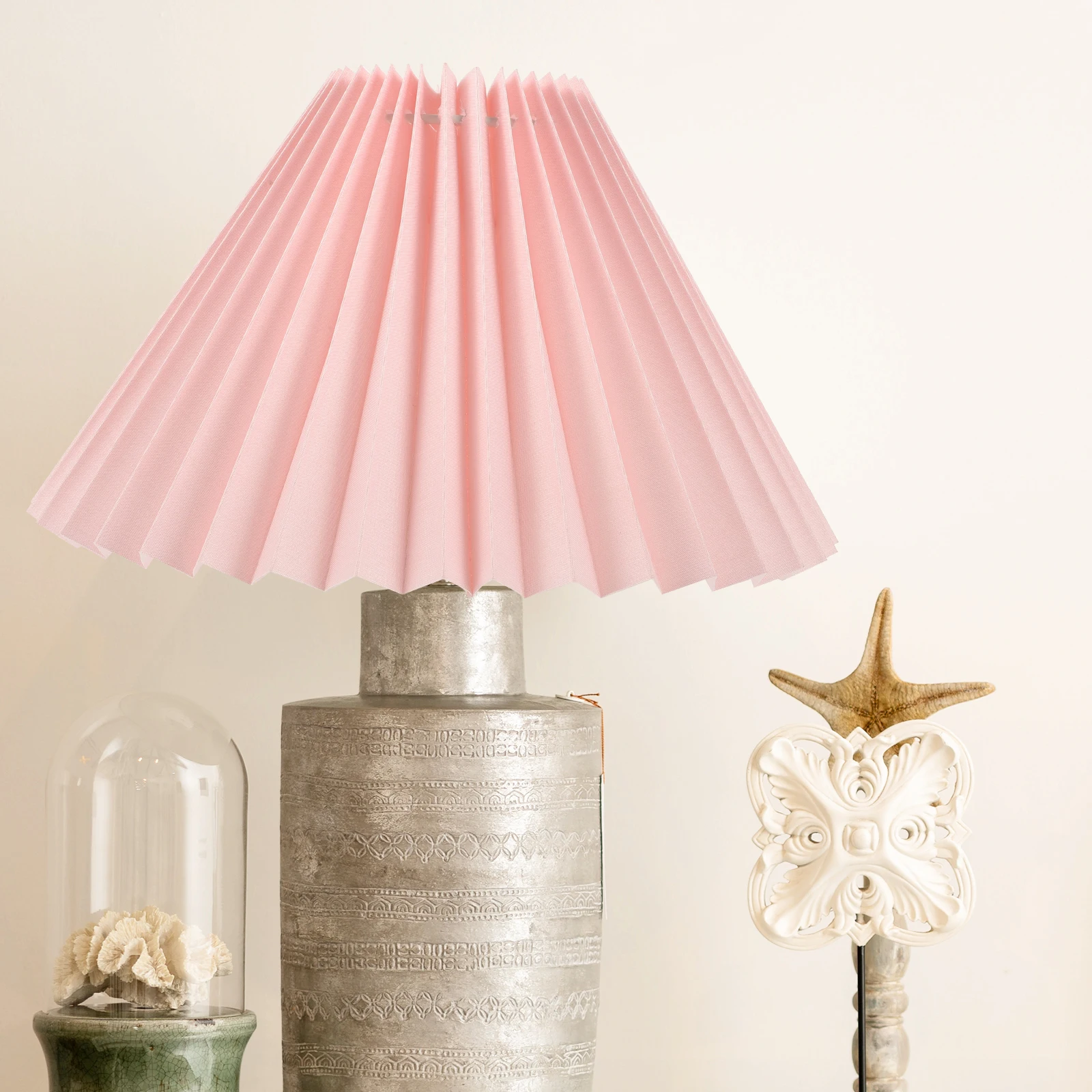 

2pcs Pleated Lampshade Cloth Iron Bedside Floor Table Light Cover Dust Lighting Accessories For Home