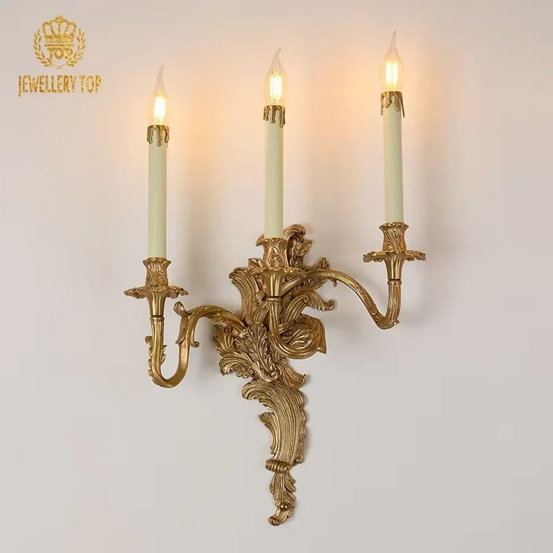 Jewellerytop Vintage Brass Wall Lamp Indoor Lighting French Antique Bronze Wall Mounted Sconce