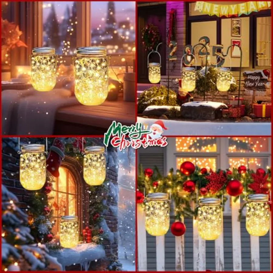 Solar Mason Jar Lid Lights 12 Pack 30 LED Waterproof Outdoor Decor 30 LED Copper Wire String Light, Outdoor Garden Yard Decor,