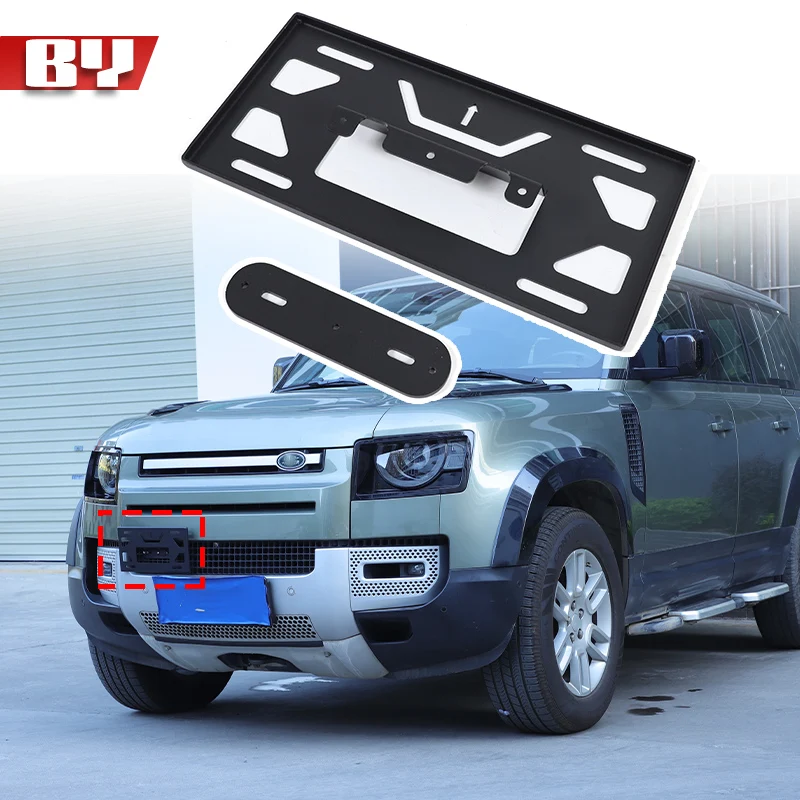 

Car Front License Plate Frame Bracket Holder For Land Rover Defender 90 110 130 2020-2025 Aluminum Brackets Accessory