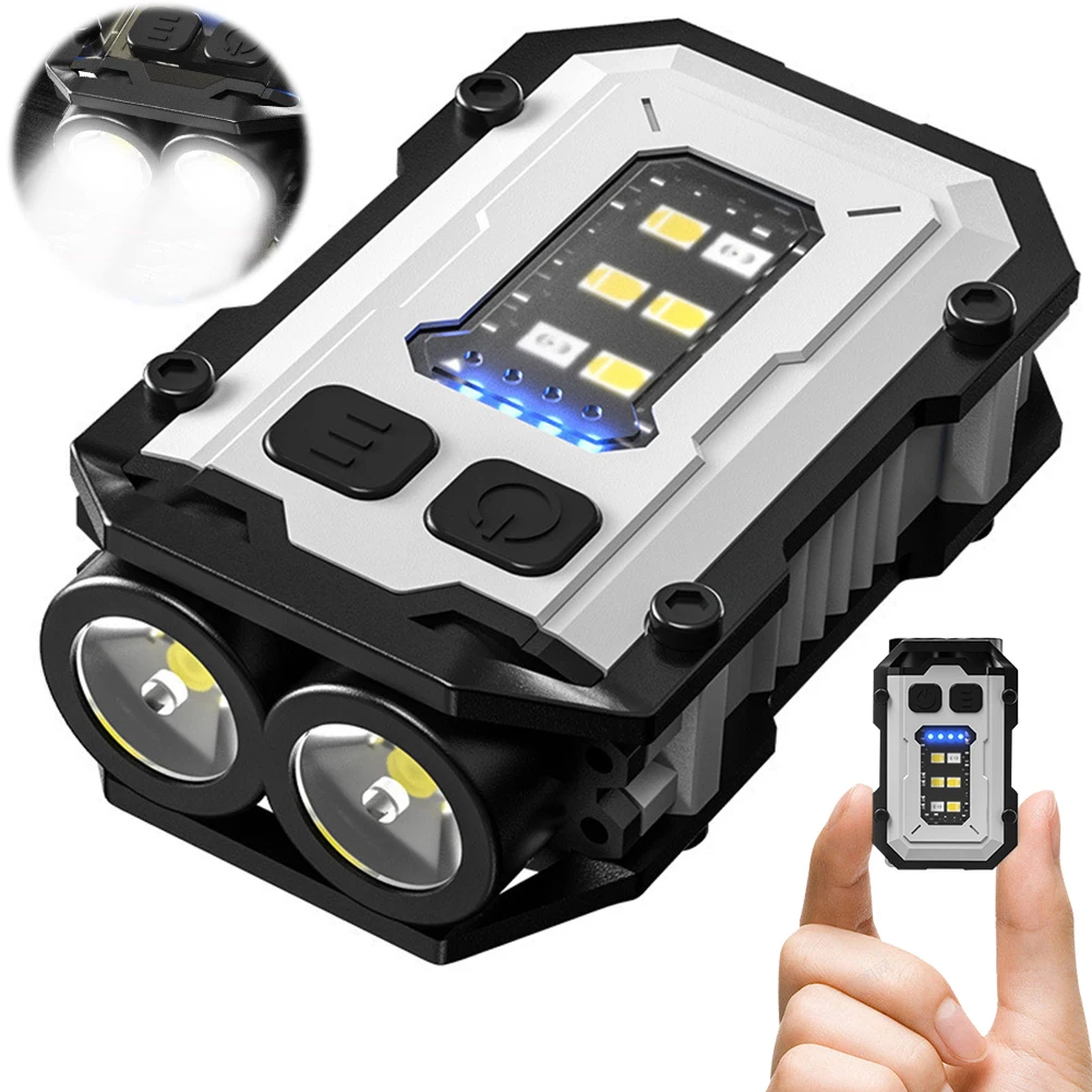 High Bright Flashlight 180LM Portable Keychain Light Power Display LED Hat Clip Lamp Multifunctional for Camping Fishing Walking