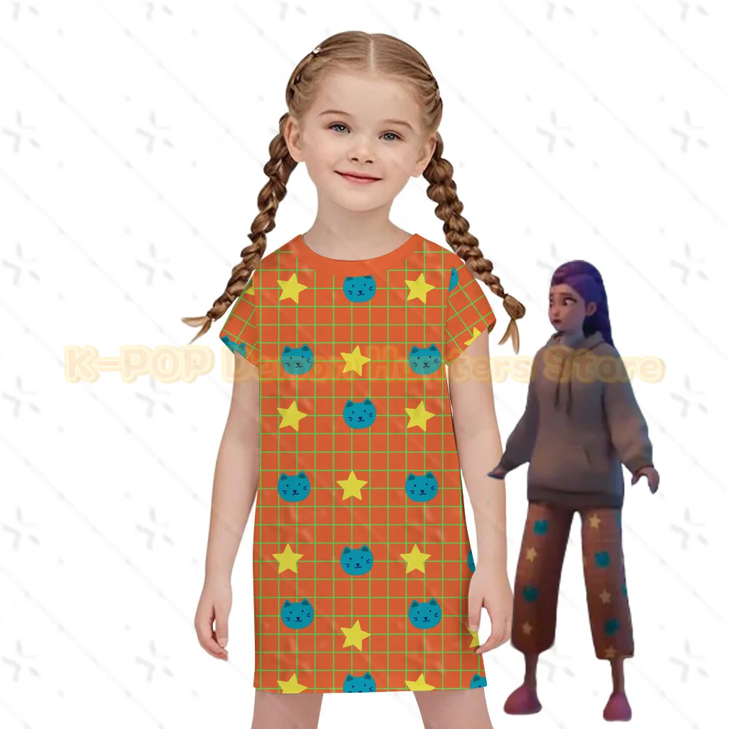 

Kids KPop Rumi Demons Hunter Cosplay Dress Print Sleeping Skirt And Pajamas Costume Women Girls 2025 Movie Halloween Party Gifts