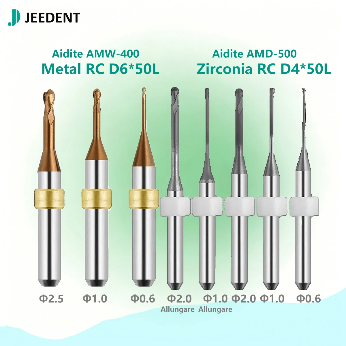 

JEEDENT Aidite Milling Burs Lithium Disilicate AMD-500 Glass Ceramic Milling Cutte For Dental Grinding Tool CAD/CAM