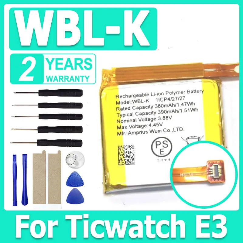 

Brand-New 390mAh Battery WBL-K For Ticwatch E3 E 3 Smart Watch Bateria + Free Tools