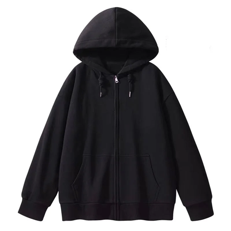 Women Long Sleeve Zip‑Up Sweatshirt Jacket Lady Fall Classic Solid Simple Style Versatile Casual Hoodie Outerwear