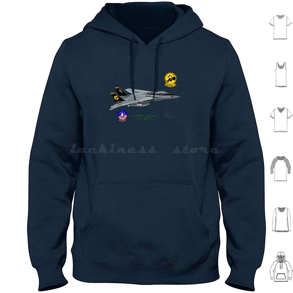 Navy F-14 Tomcat-Tomcatters Hoodies Long Sleeve Tomcat F 14 Tomcatter Fighter Jet Grumman Navy Military United States