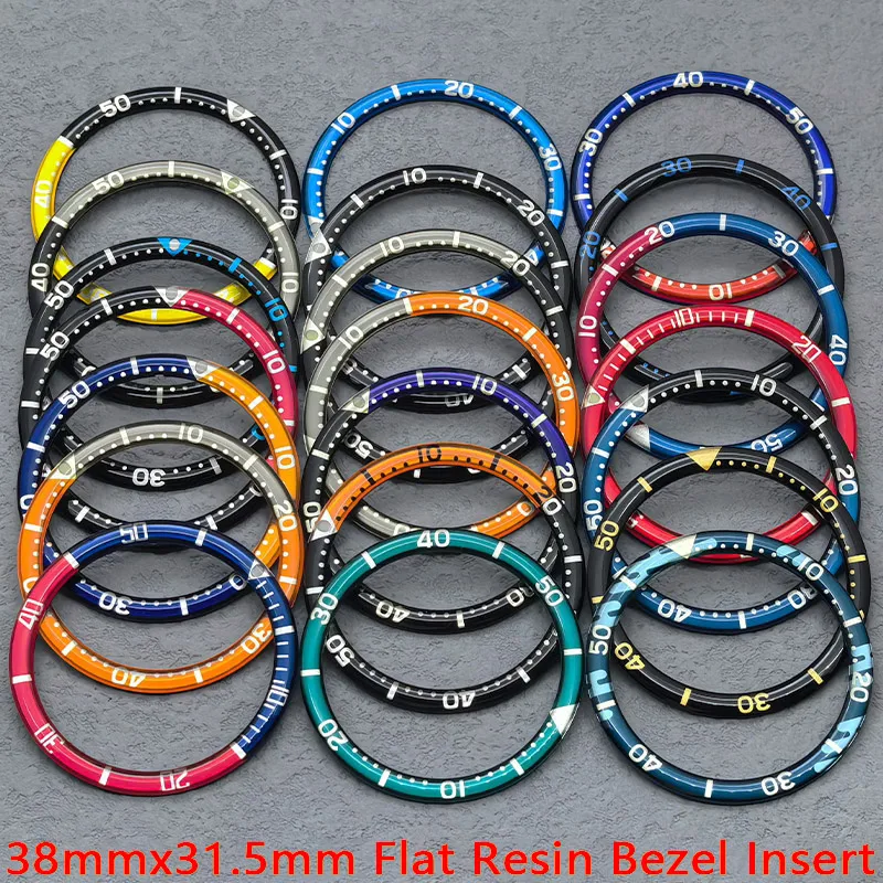 38mmx31.5mm Resin Aluminum Bezel Insert Flat NH35 Case Ring Fits SKX007 SKX009 SRPD Case NH36 NH35 Movement Watch Repair Parts