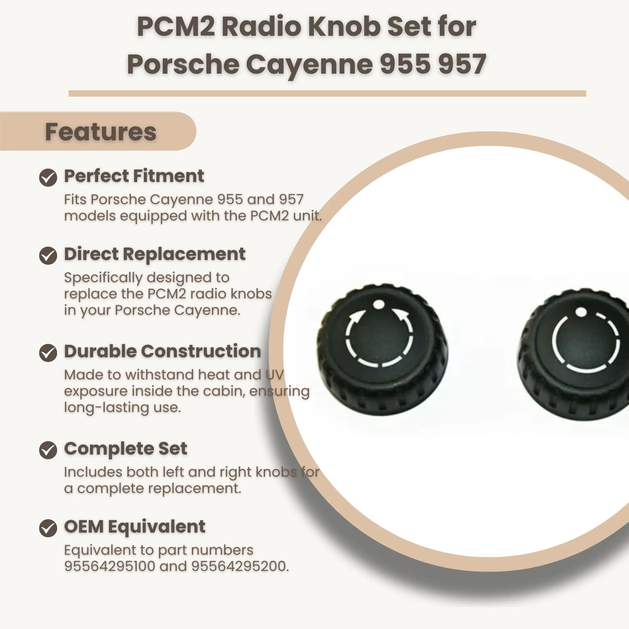 مجموعة مقابض راديو PCM2 المميزة | لبورشه كايين 955 957 | الاستبدال المباشر | تعزيز المتانة #3