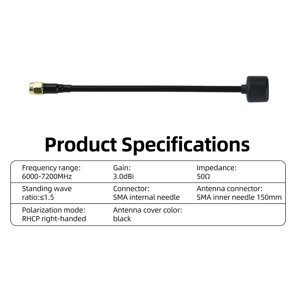 Omni RHCP FPV VTX Antenna 6000 To 7200MHz 3DBi SMA Connector Semi Rigid Cable Anti Interference For Freestyle FPV Drone