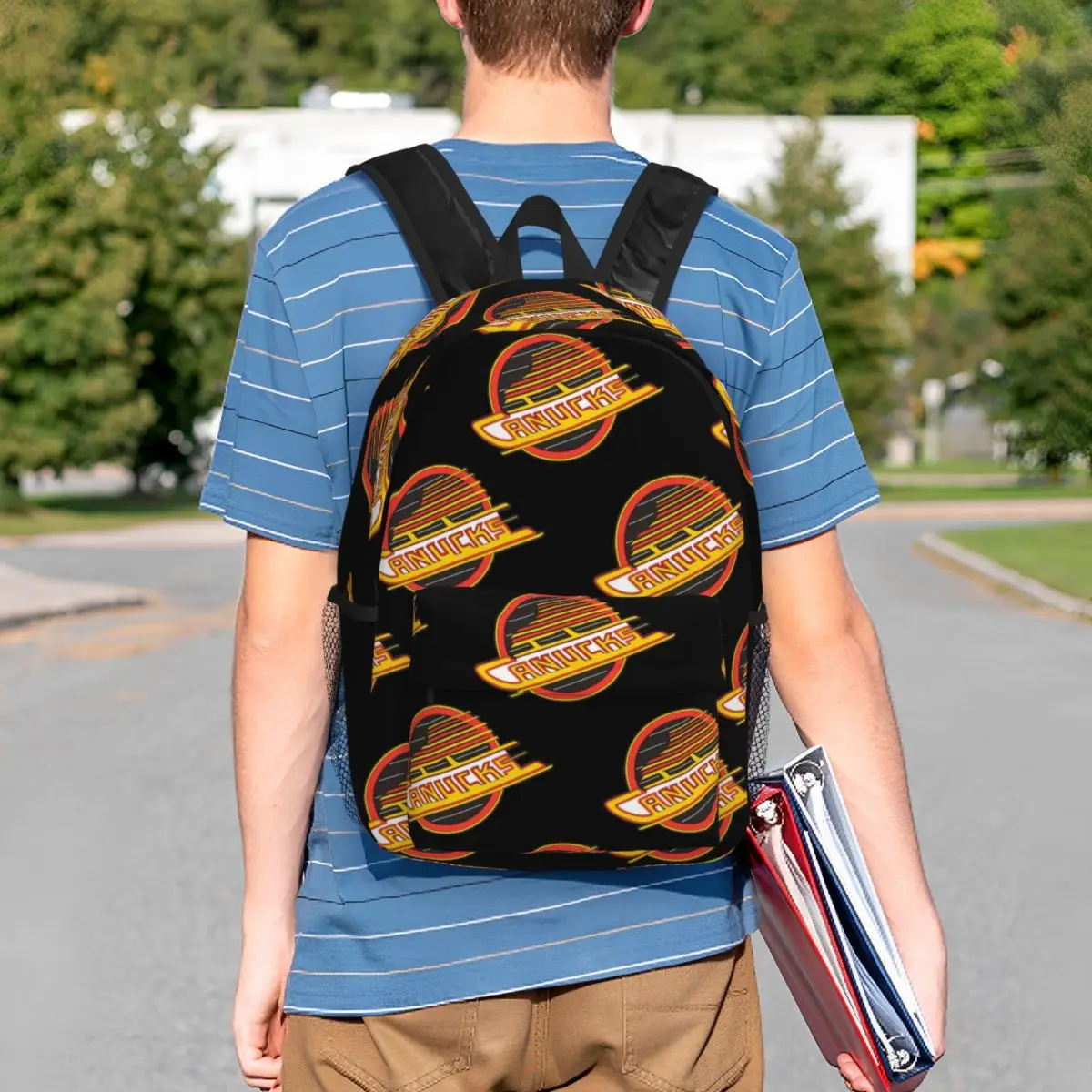 Vancouver Hockey - Retro Canucks Skate Backpack Student BookBag Boys Girls School Bag Laptop Shoulder Bags