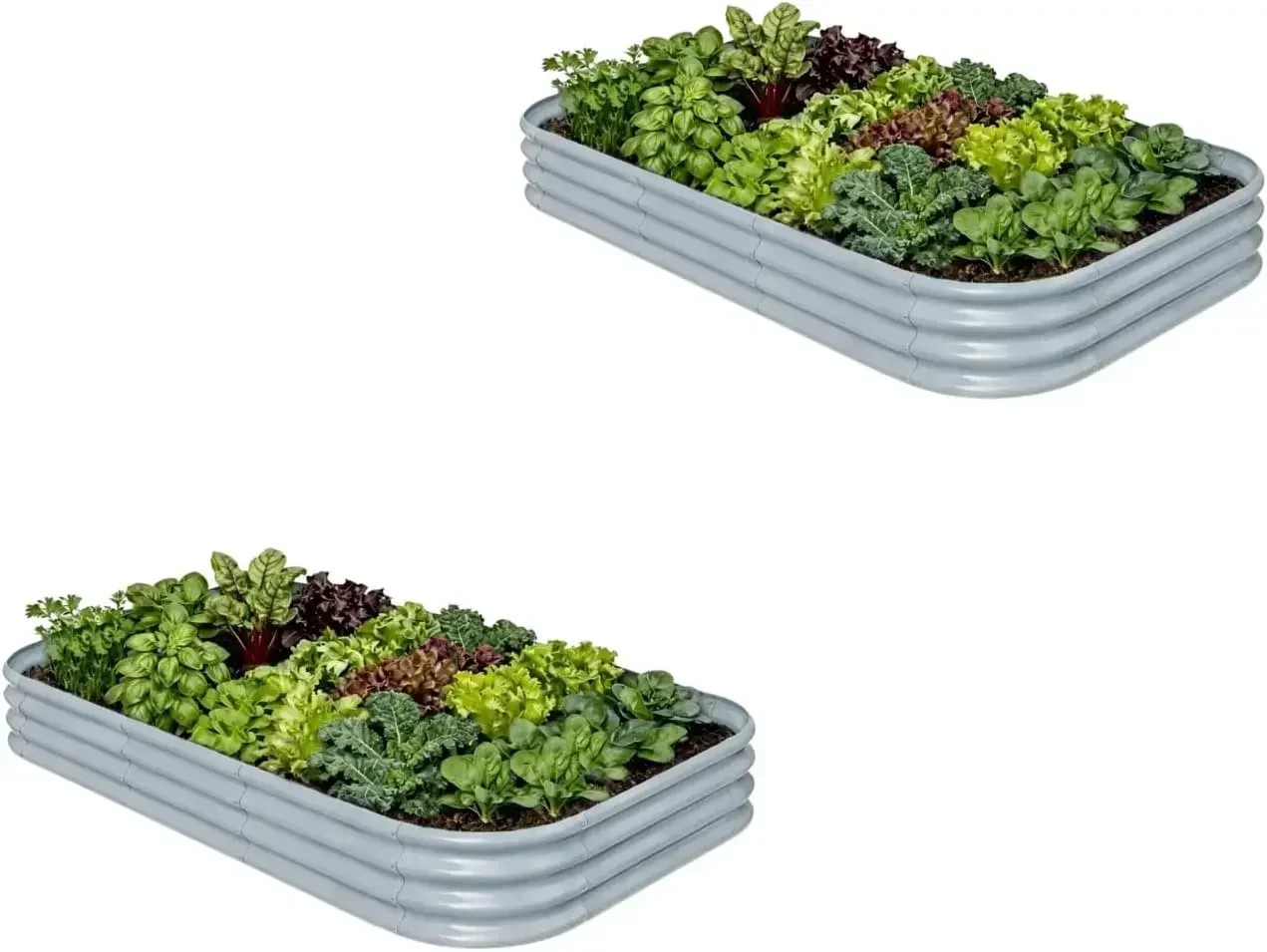 2-Pack Galvanized Raised Garden Bed 8x4x1 |10x2x1 ft, 12