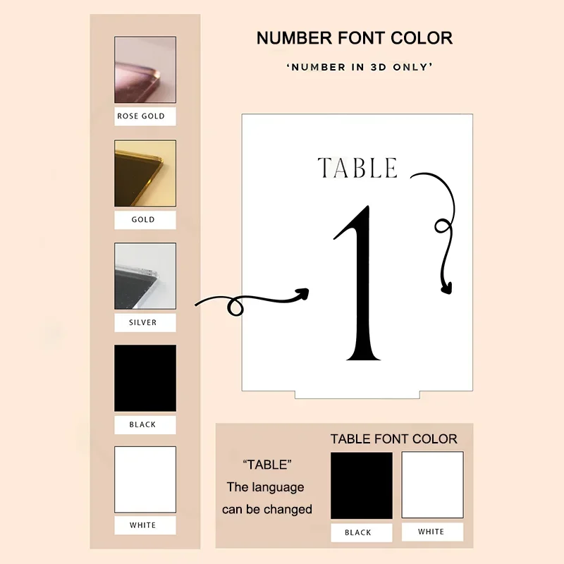 Black Gold Table Number Luxury Wedding Sign Decoration Acrylic Wedding Decor 3D Lettering Gold Wedding Table Numbers with Stands