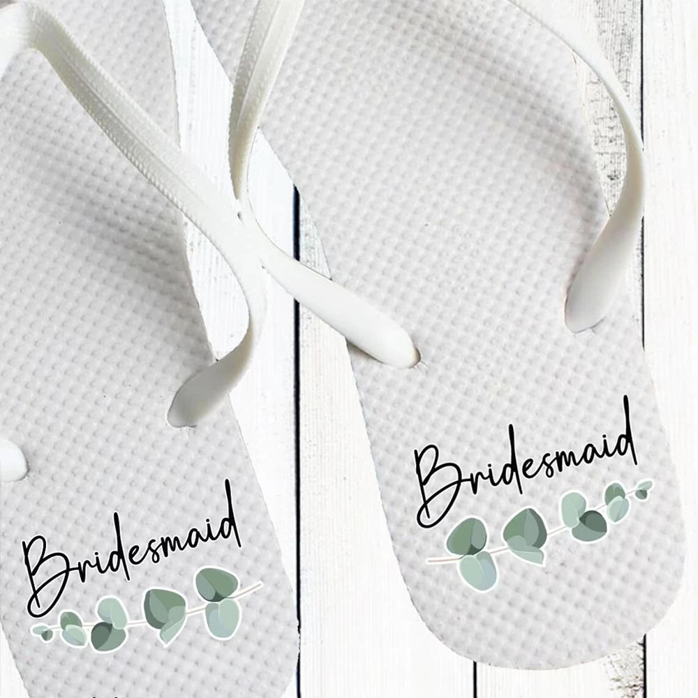 العروس وصيفه الشرف الوجه يتخبط مع تصميم الأوكالبتوس أفعل طاقم الصنادل هدايا حفلات الزفاف لحفلات الزفاف الصيف لوازم الزفاف