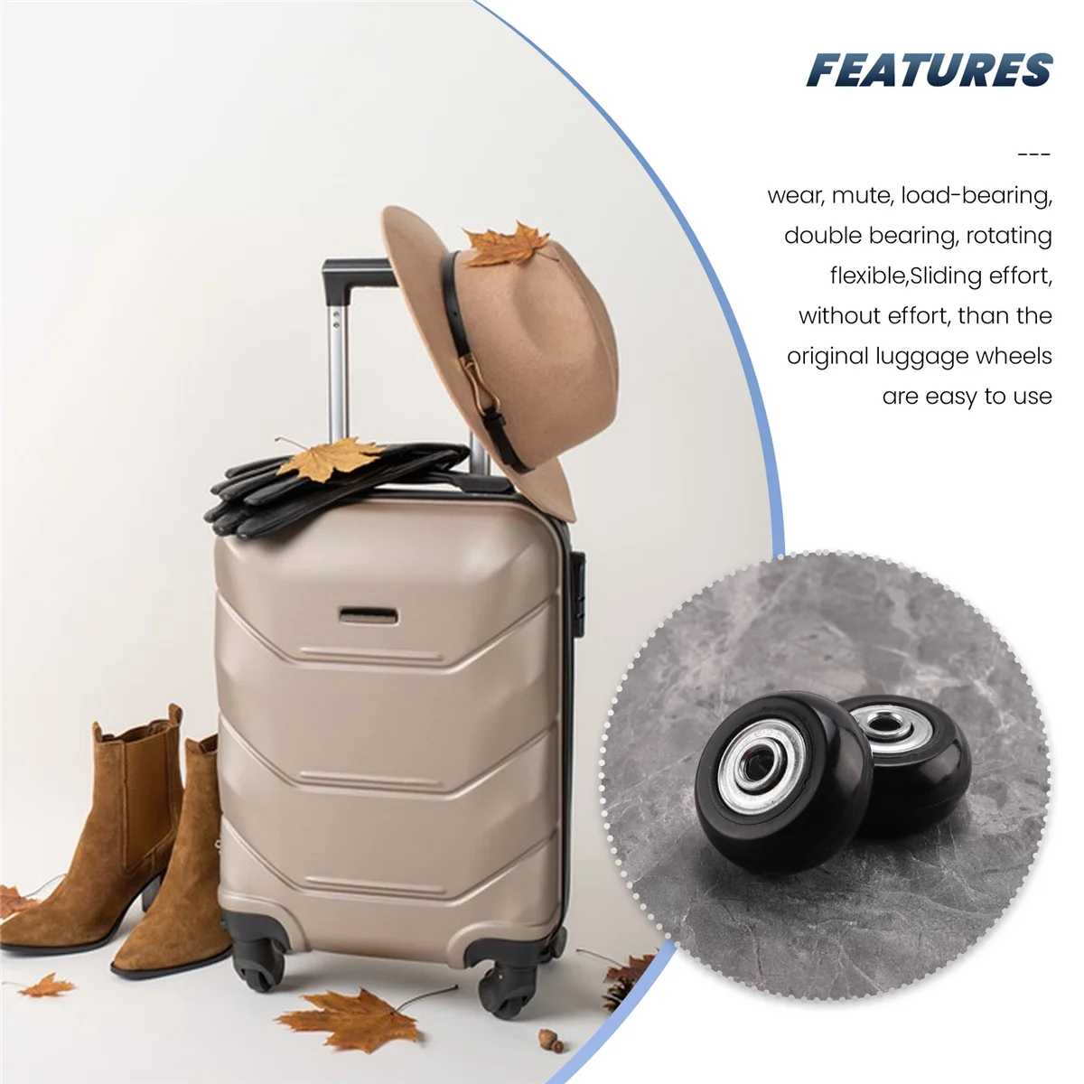 FZFZ 2 세트 수하물 가방 교체 휠 액슬 디럭스 수리 도구 OD 35mm