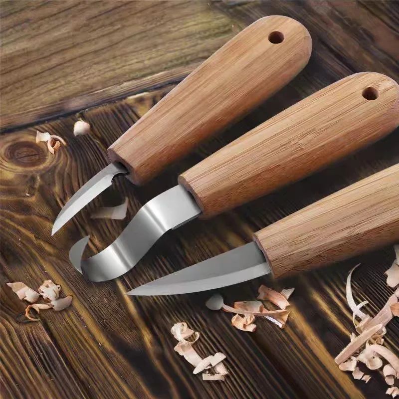 6/7PCS Set Bamboo Wood Carving Knife Steel Bending Scraping Carving Knives Cutting Tool Wooden Digging DIY Hand Leather Tools