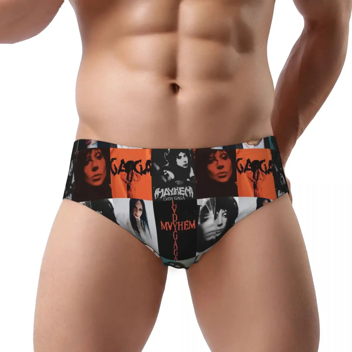 Custom Lady Gaga Mayhem Music Singer Briefs Underwear Mens Breathable Stretch Panties