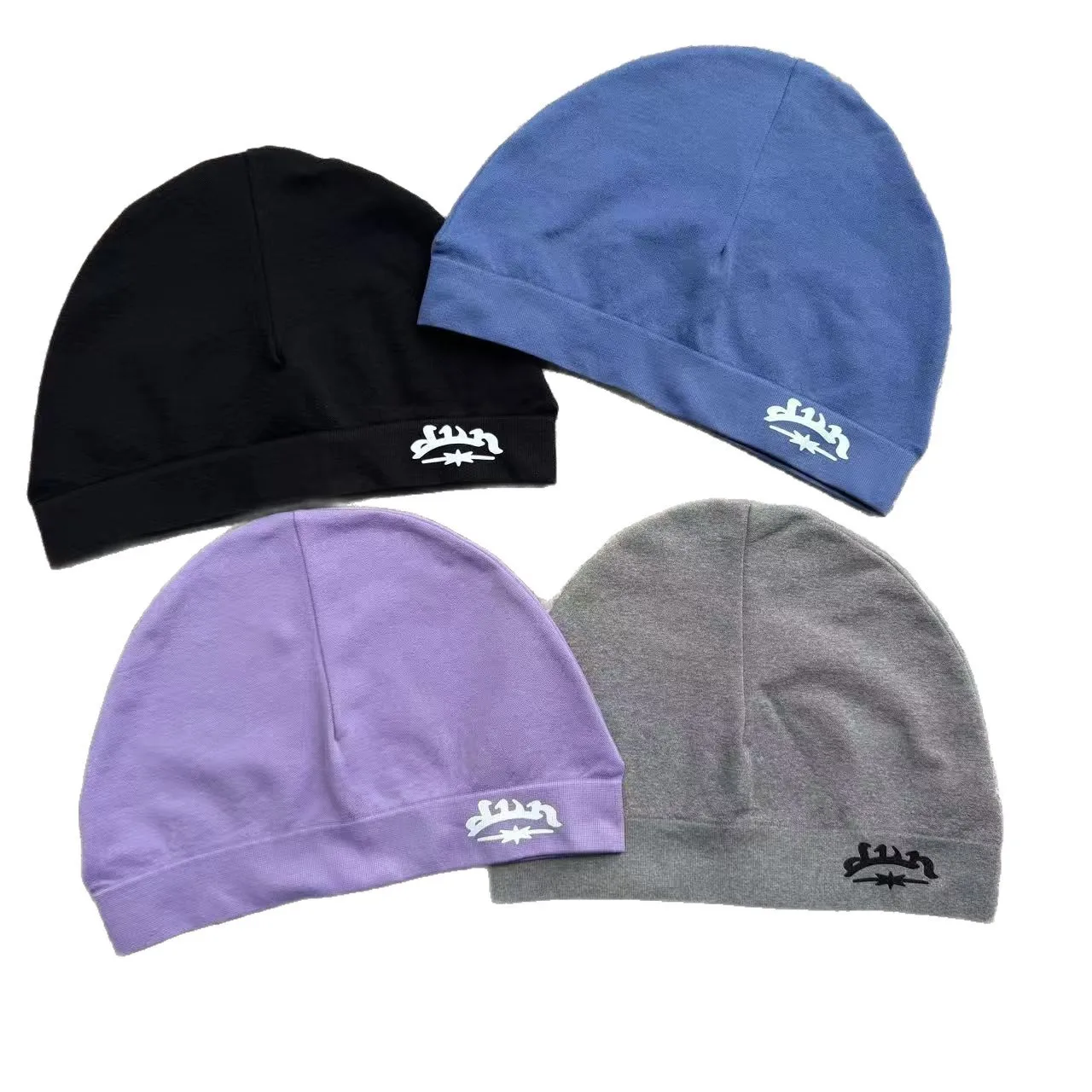 Dopamine-Colored Crown-Printed Skull Hat Soft Single-Layer Breathable Running Cycling Knitted Cold Cap for Outdoor Activities