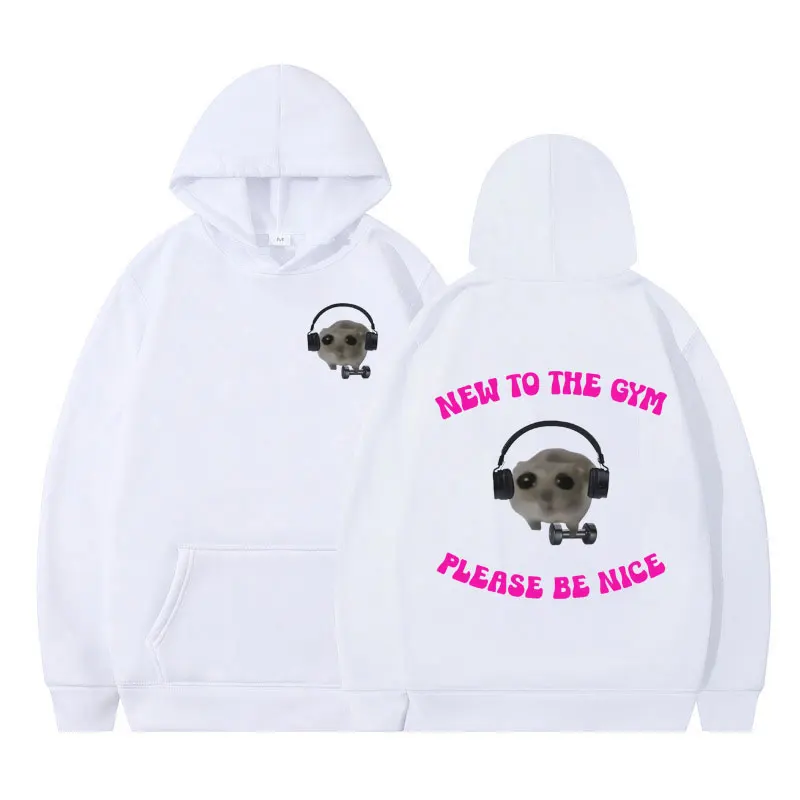 

Funny Hamster Gym Vintage Graphic Hoodie Men Women Fashion Pullover Autumn Winter Long-sleeved Loose Oversized Sweatshirt Tops