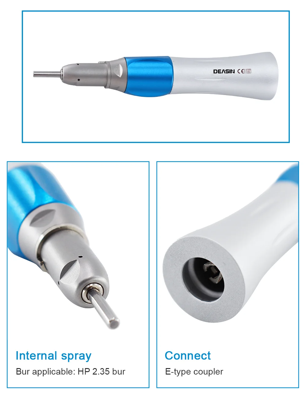 DEASIN Dental LED Hoch- und Niedriggeschwindigkeits-Handstück-Set, gerades und kontra-winkeliges Luftturbinen-Handstück mit 2/4 Anschlüssen, komplettes Dental-Handstück-Set – Detail 3