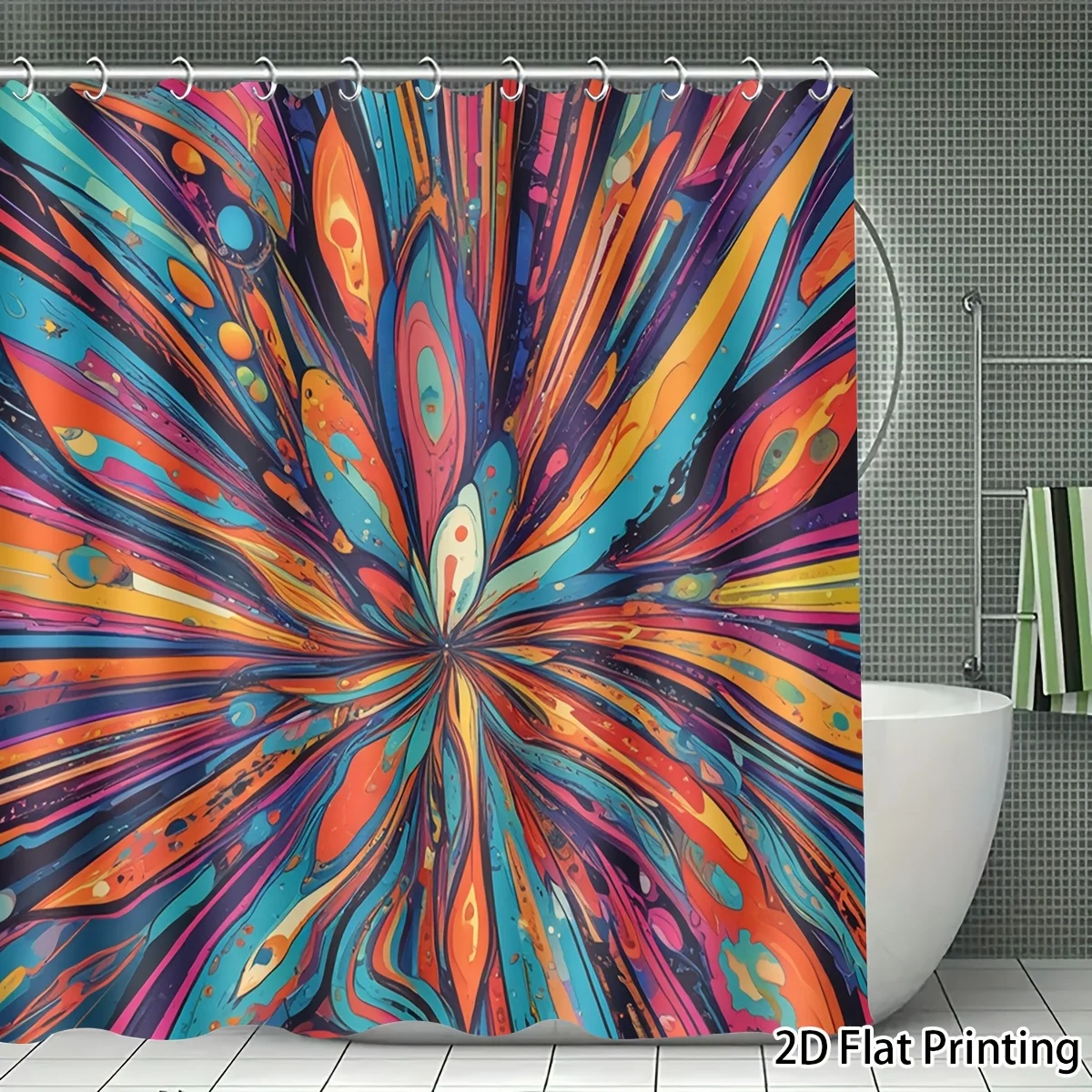 

Abstract Swirl Colorful Shower Curtain Bathroom Decor Waterproof Modern Artistic Luxury Statement Curtain for Bathroom Design