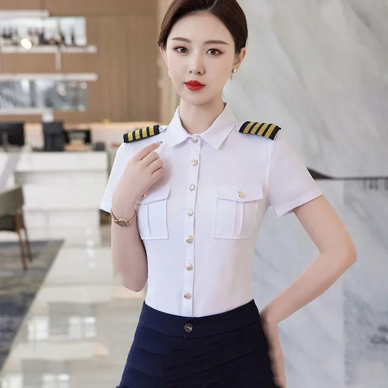 New Arrivals Mens Long Sleeve White Airline Pilot Uniforms Hair Stylist Fashion Slim Fit Black Workwear Big Size Men Clothing