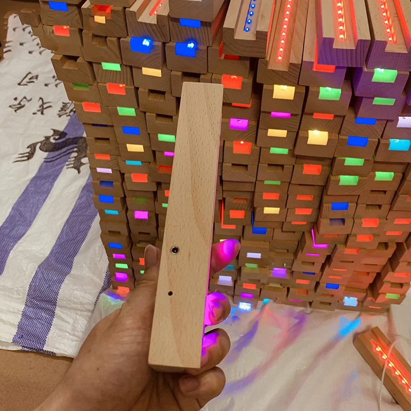 1PC Luminous Base USB Lighted Stand For Resin Letter Lamp Glass Resin Art Rectangle Solid Wooden LED Base Strip