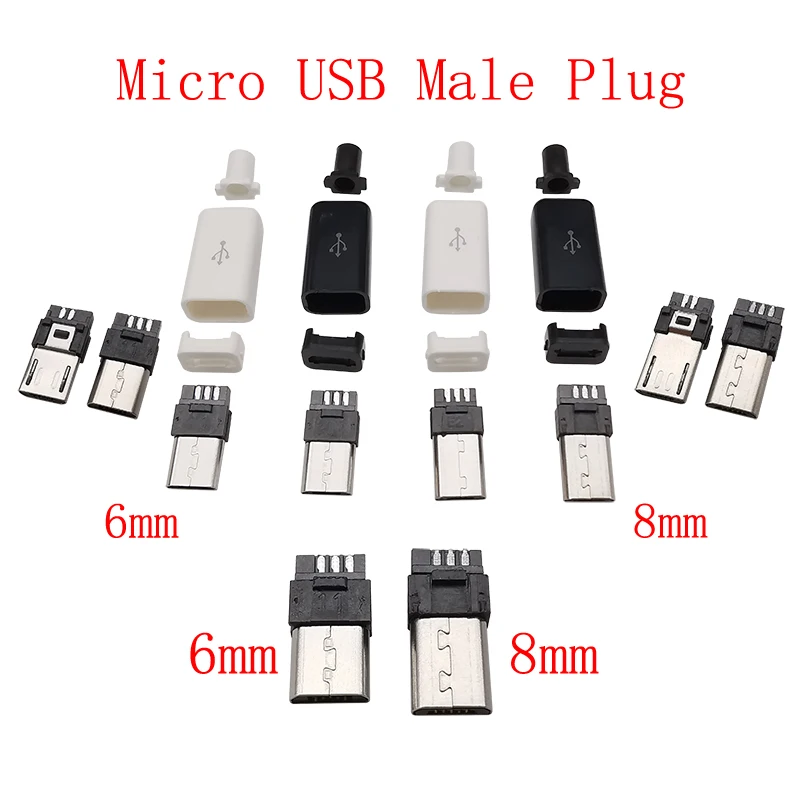 10Pcs USB Connectors Type C / Micro / USB 2.0 Type A Male Female Assembly Adapter DIY Soldering Repair Data Charging Plug Socket