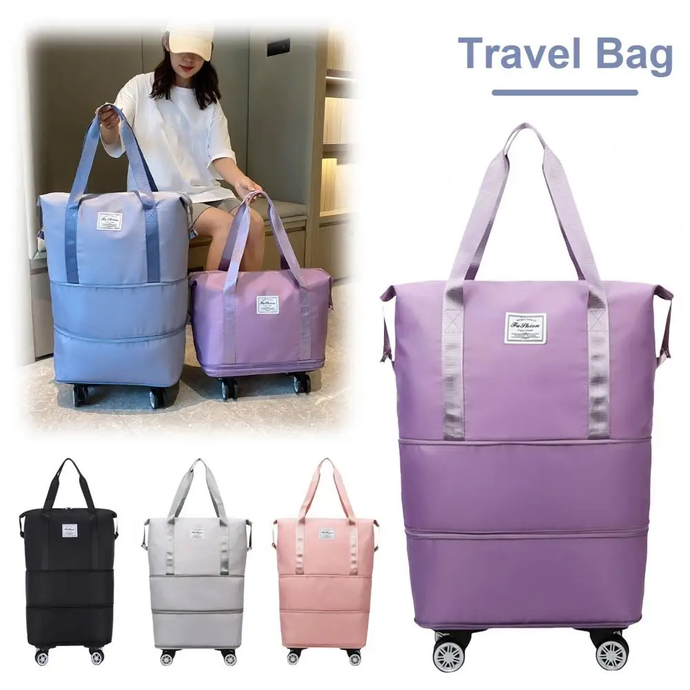 

Wear-resistant Rolling Storage Bag Capacity Expandable Rolling Duffle Bag with Wheels Waterproof Suitcase for Travel Foldable