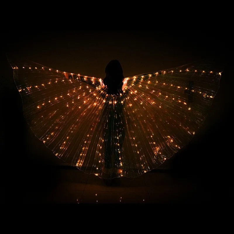 Alas LED de élite, capa de rendimiento iluminada, disfraz de danza del vientre de arcoíris de 360 grados, ropa Rave multicolor, accesorio para fiesta y espectáculo