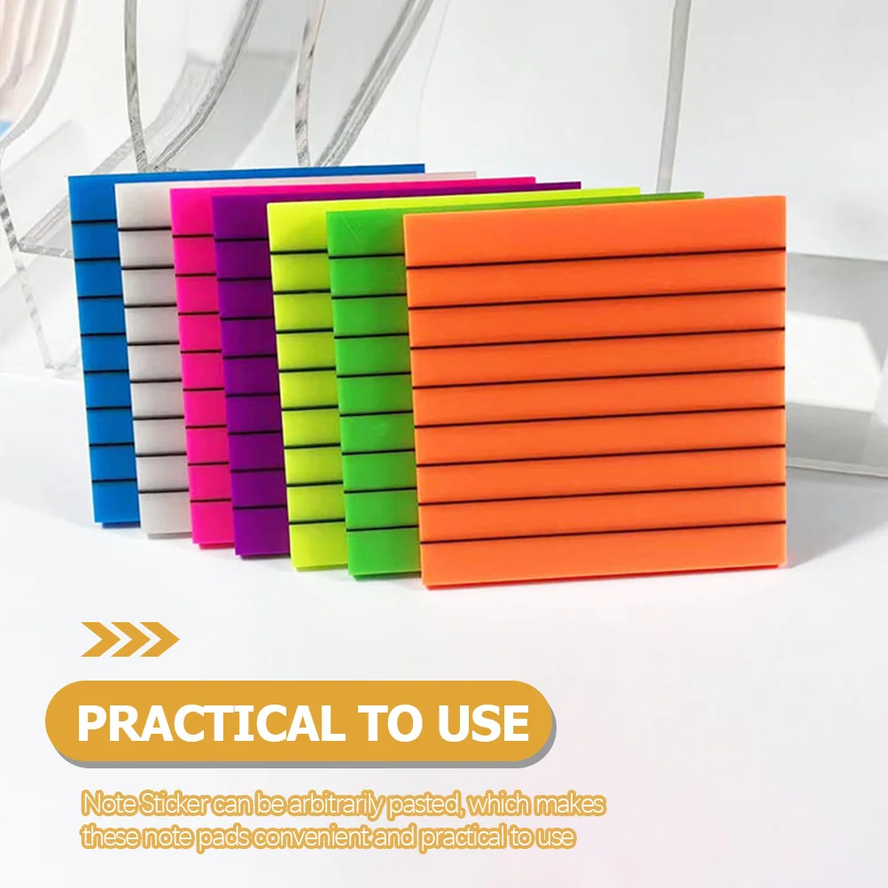 8pcs Transparent Lined Memo Stickers Translucent Note Pads For Office School Study Compact Learning Stationery
