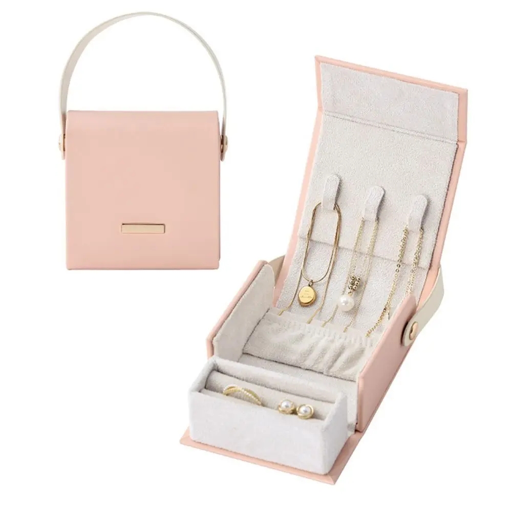 Hand-Held Jewelry Packing Bag PU Leather Handbag Appearance Earrings Storage Case Large Capacity Organizer Jewelry Display Box