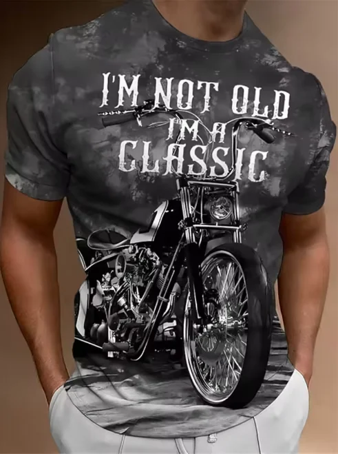 Unisex Oversized 3D Print Motorcycle Biker Tee Vintage Classic Short Sleeve Lightweight & Breathable Street Riding Casual Shirts