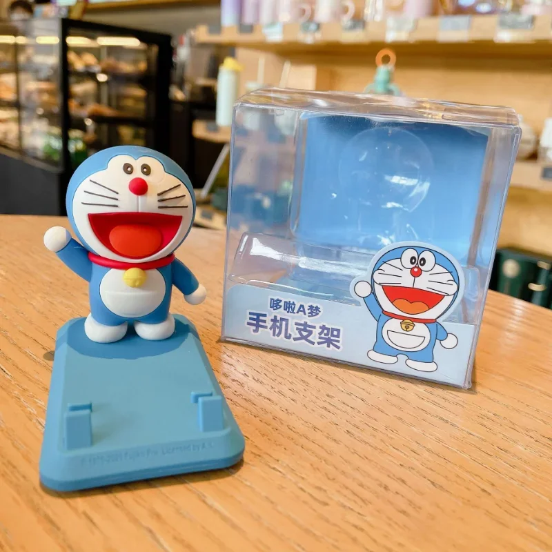 Doraemon Kawaii Mobile Phone Holder Anime Cartoon Phone Stand  Student Cosplay Model Toys Desktop Decoration Kids Birthday Gift