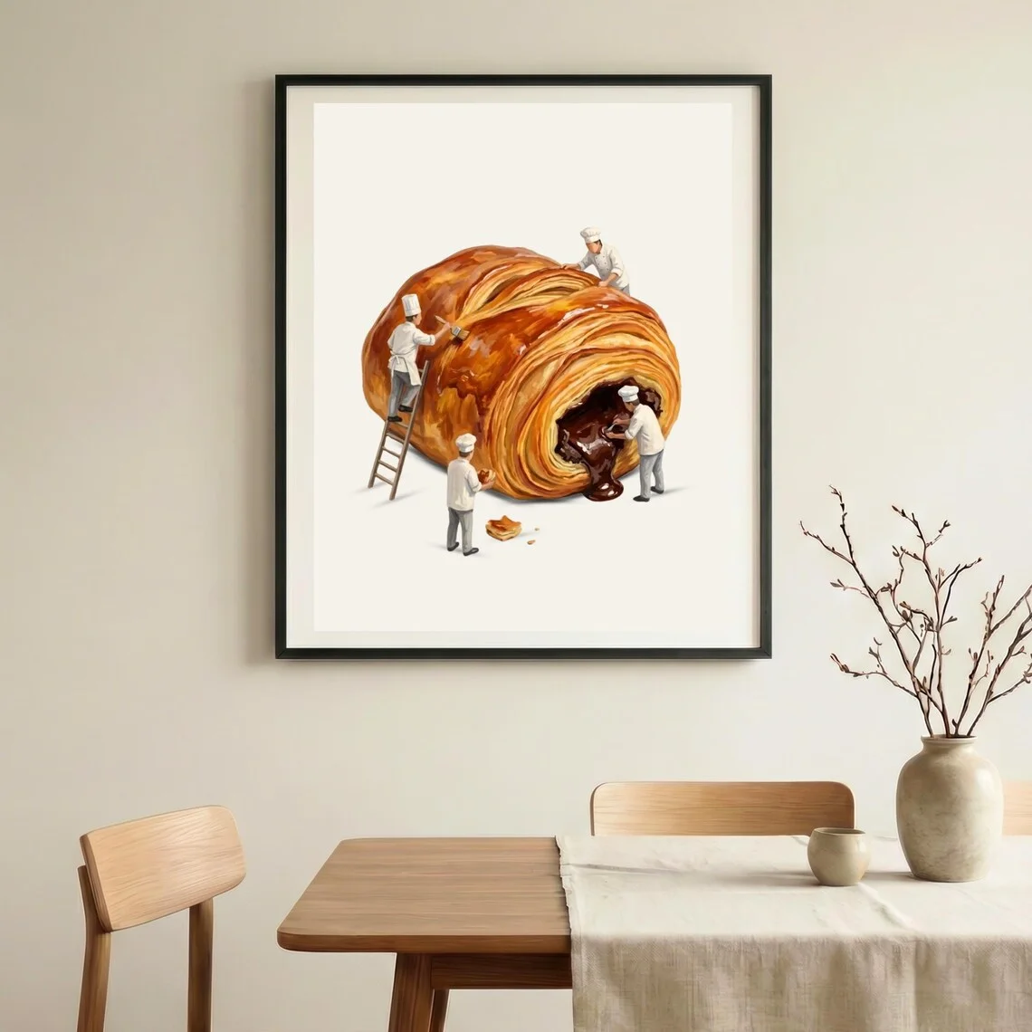 French Bakery Wall Art | Pain Au Chocolat Print | Paris Café Decor | French Chocolate Croissant Print | Pastry Poster | Bakery