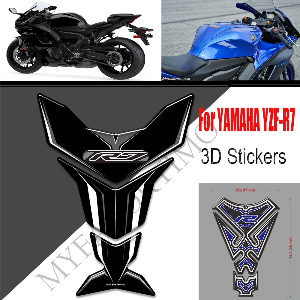 Tank Pad Protector Emblem Badge Logo 3D Stickers For YAMAHA YZF-R7 YZF R7  Decals Gas Fuel Oil Kit Knee Fish Bone2020 2021 2022