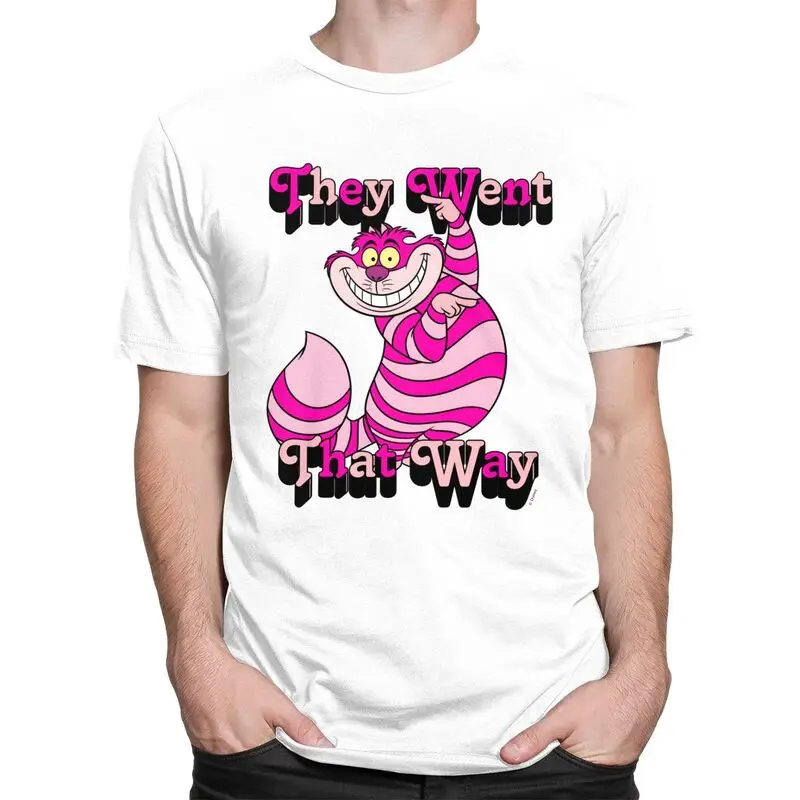 مخصص كول أليس في بلاد العجائب شيشاير القط تي شيرت الرجال قصيرة الأكمام القطن الخالص تي شيرت عادية تيز الشارع الشهير التي شيرت