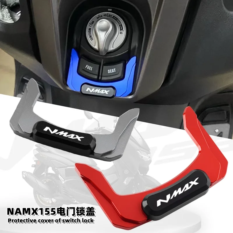 CHEKIS is suitable for YAMAHA NMAX155 /125/160 NMAX TURBO/TECH MAX NMAX NEO/NEO S modified accessories, electric door lock decorative cover, aluminum alloy switch protection cover, electric door start position cover