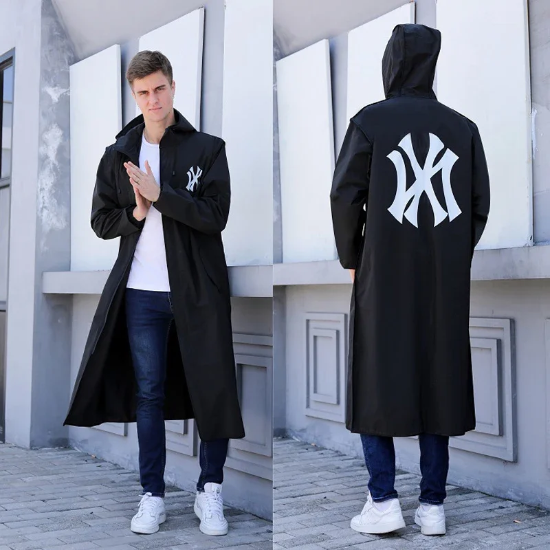 New Fashion EVA XXXL Men And Women Black Rain Coat Poncho Ladies Waterproof Long Slim Raincoat Windbreak Adults Jacket Raincoats