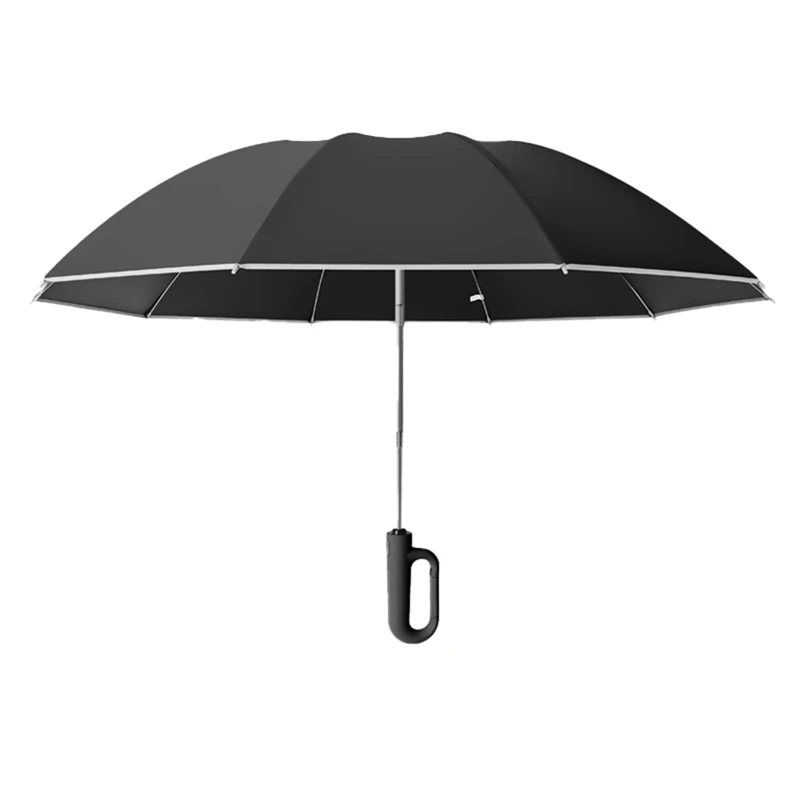 Fully Automatic Reverse Folding Umbrella With Windproof Reflective Stripe UV Umbrellas For Carabiner Handle Travel