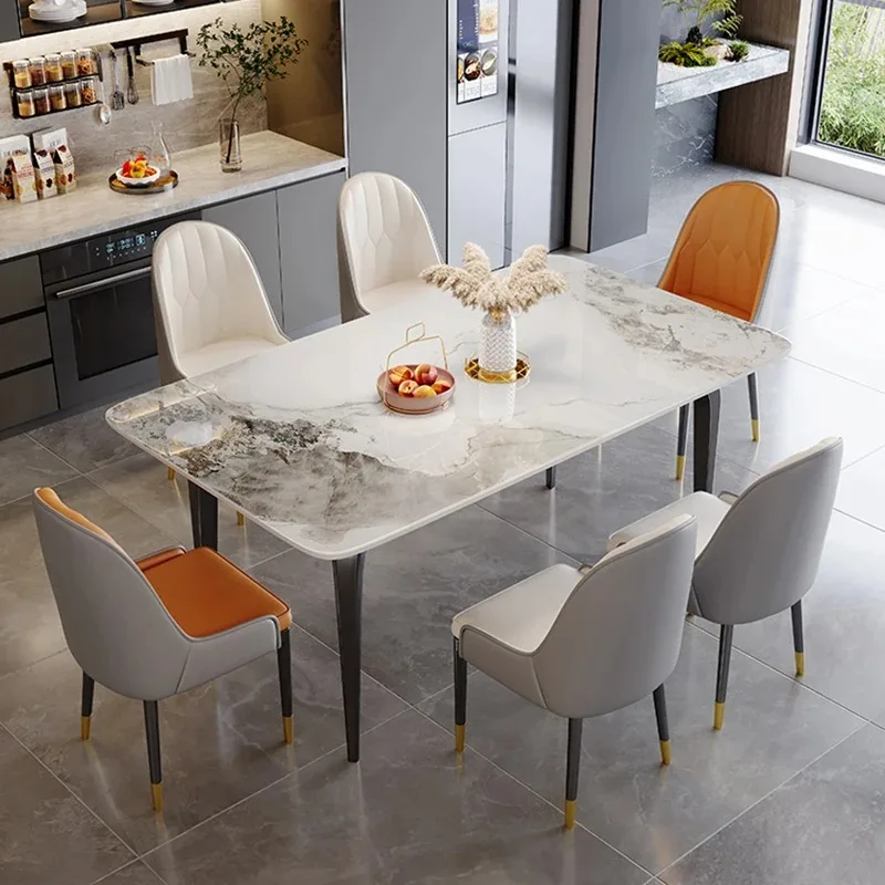 Party Modern Dinner Table Industrial Metal Unique Restaurant Luxury Dining Table Kitchen Salon Marble Mesa De Jantar Furniture