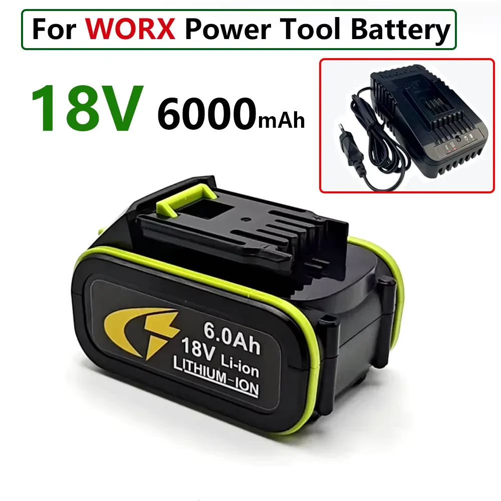 6.0Ah For WORX 18V 20V WA3016 WA3023 WA3054 WA3027 WA3406 WU279 WU294 WU362 WU388 WU629 WU808 Batteria