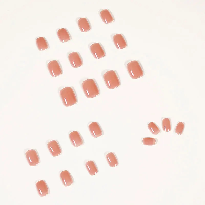 24pcs/box Wearable Cinnamon Naked Nail Art Whitening Girly Pink Simple Pure Desire Short False Nails