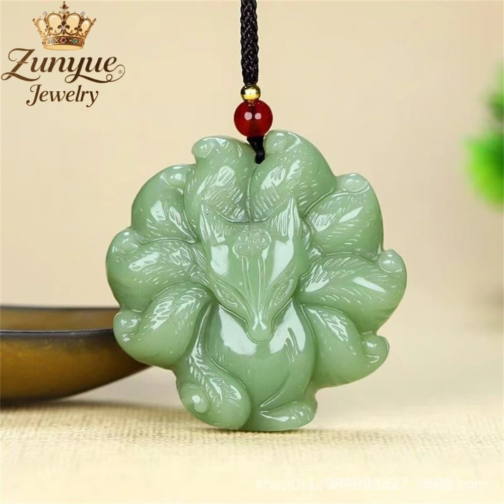 

Hetian Jade Nine-Tailed Fox Pendant Luxury Quality Jewelry Handicraft Fashion Jewelry Exquisite Popular Charms Elegant Gift