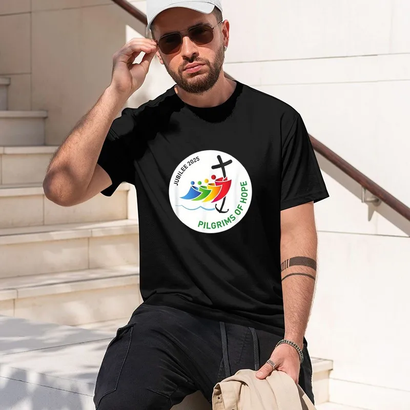 Fit Crew كم كاجوال لجميع المواسم، رقبة، 2025 Charity Pilgrim Hope Celebration S-XXXL، تي شيرت جرافيك قطن، مريح قابل للغسل،