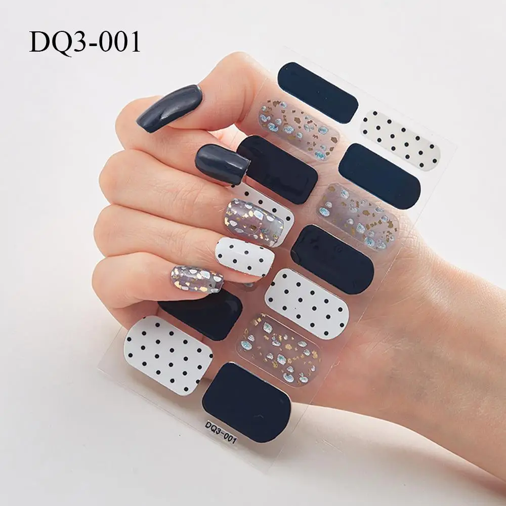 

Glitter Self-adhesive Gel Nail Stickers Patterned Design Lacquer Strips For Nails Waterproof Full Nail Wraps Manicure Films